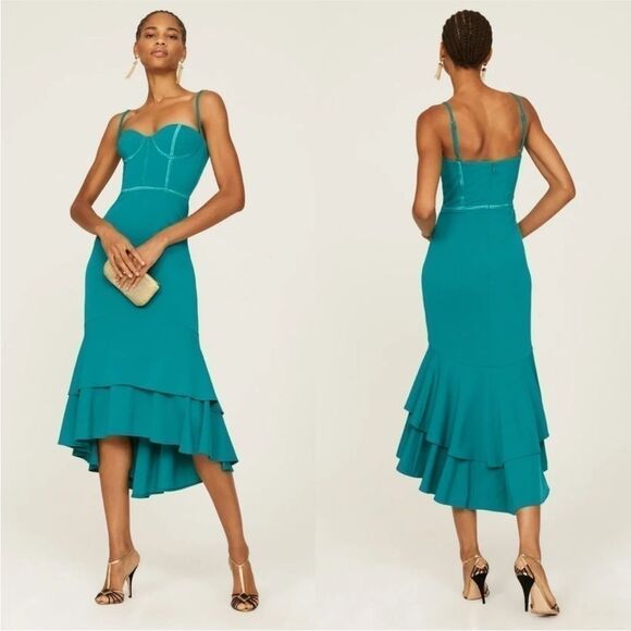 Katie May Loren Dress Spaghetti Strap Corset Mermaid Midi Teal Green Size XL - Picture 1 of 9